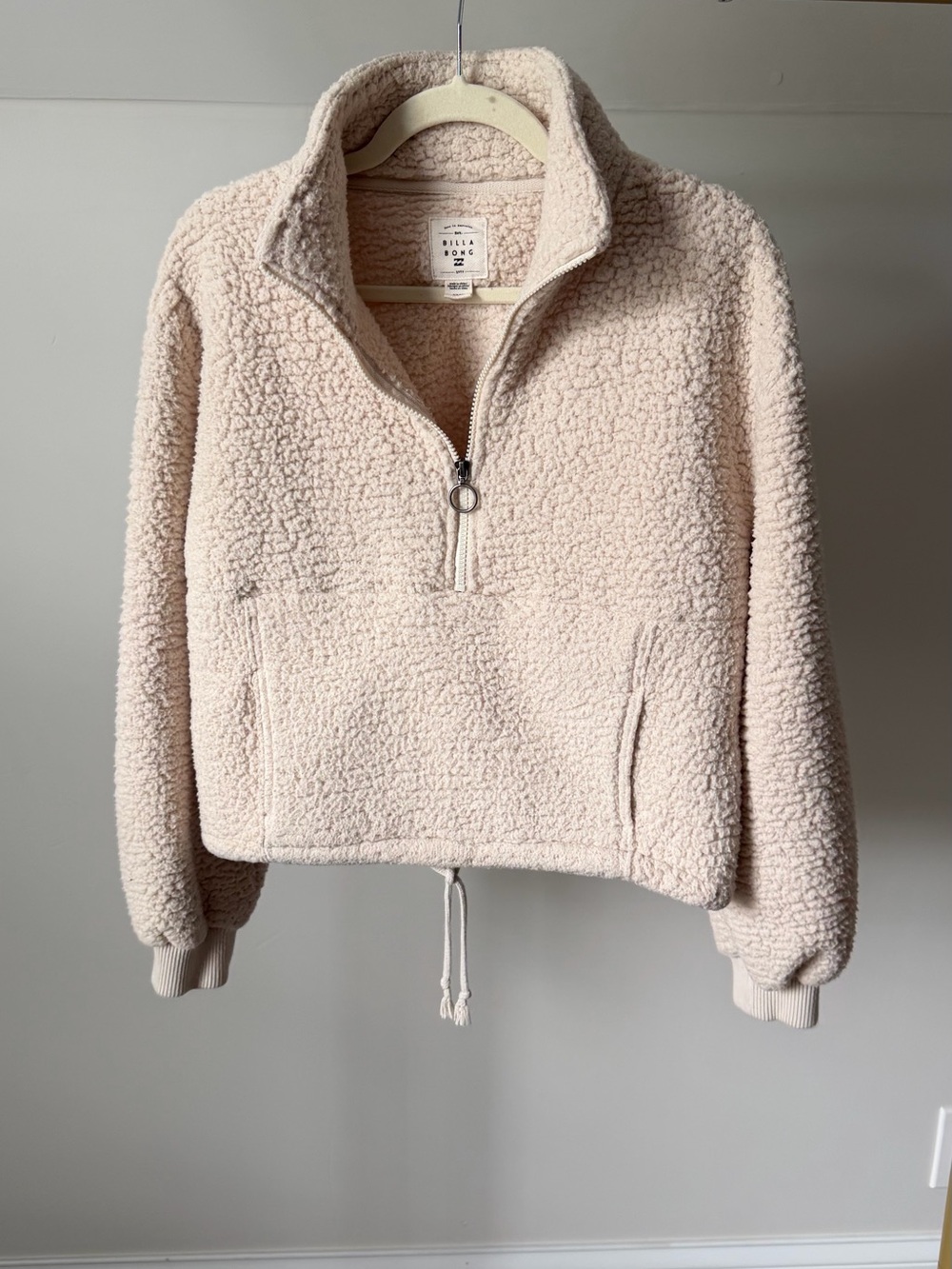 Billabong Cream Sherpa Half-Zip Pullover Jacket